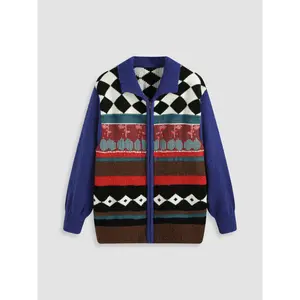 Cider [size 2-10] Collar Argyle Striped Cardigan