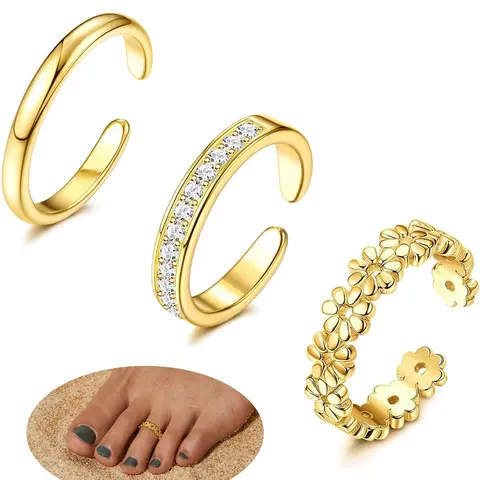 Women's Elegant Rhinestone Decorated Foot Jewelry, 2024 New Style Exquisite Trendy Toe Ring, Fashionable Body Jewelry for Women & Girls for Gift