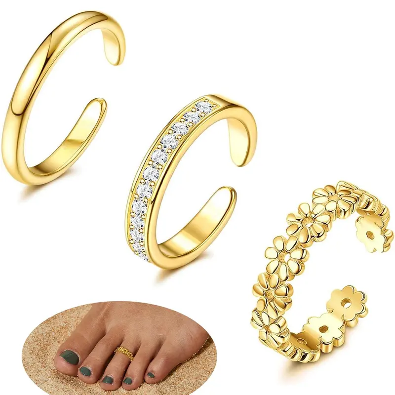 Women's Elegant Rhinestone Decorated Foot Jewelry, 2024 New Style Exquisite Trendy Toe Ring, Fashionable Body Jewelry for Women & Girls for Gift