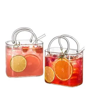 Glass Drinking Vase with Metal Handles for Elegant Beverage Serving