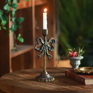 American-Style Vintage Distressed Ironwork Carved Candlestick, Decorative Handicrafts for Living Room Entrance Display, Creative Home Décor Item