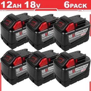 【Latest Large Capacity Models】1-2-4-6-Pack 18V 12Ah Lithium Battery formilwaukee Replacingbatteries withelectric tools M-18 18 Volt MAXReplacementBattery Compatible with48-11-1890,48-11-1850,48-11-1828,48-11-1820,48-11-1815 Tools milwaukee battery