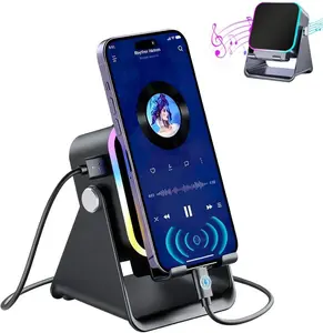 Wireless Induction Audio Speaker Stand 5in1 Cellphone Holder 5000mAh Rechargeable Power Bank,Compatible with Phones, Tablets, Perfect for Home,Outdoor, Music Listening, and Binge-Watching Shows.