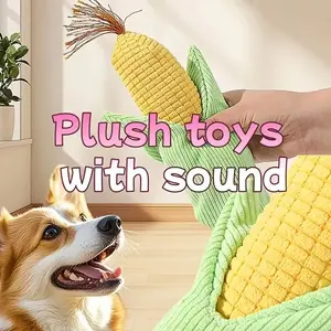 Durable Corn-Shaped Plush Dog Toy with Sound, Washable Teeth Grinding Chew Toy, Perfect for Large Medium Small Pets, Pet Holiday Gift