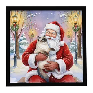 Carolines Treasures FNT1153MFP88 8 x 8 in. Ragdoll Seal Point with Santa Claus Framed Metal Print