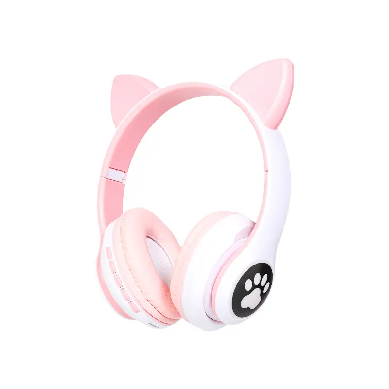Cat Ear Bluetooth Headphones with RGB Lights Wireless 5.3 Foldable Gaming Headset with Mic 40H Battery 3.5mm Wired Mode Soft Ear Pads for Girls Kids Teens Phone Tablet PC