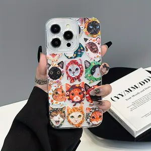 A Transparent Phone Case with Funny and Cute Cat Design, Colorful Cat Design, All-Around Protection, Suitable for iPhone 17 Air/16 Plus/15 Pro Max/14 Pro/13/12/11/XS Max/X Phone Case, Best Gift Choice for Friends, Couples, and Girlfriends TMTSY01