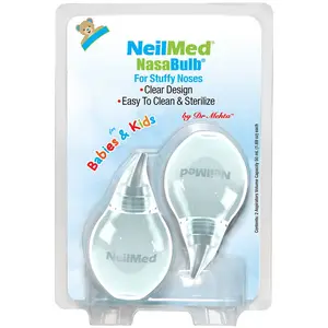 NeilMed NasaBulb for Babies & Kids - 2 Count Nasal Aspirator with Soft Silicone Tip & Clear Design - Sterilizable & BPA-Free - 50 mL Capacity - Easy to Clean & Sterilize