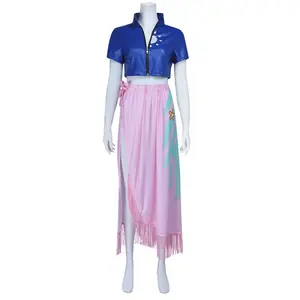 Nico Robin Two Years Later Cosplay Costume Set Blue Jacket Floral Wrap Skirt for Comic Con