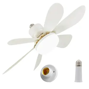 Socket Light Fan with Remote, Light Socket Ceiling Fan – Turbo Airflow, Whisper Quiet, Memory Function, Smooth Dimming, 1000 LM, CRI 80+, Screw-In Design for Small Rooms, Garages & Dorms