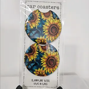 Sunflower car coasters