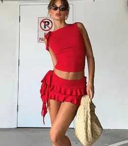 Two Piece Set: Crop Top and Mini Skirt Y2K Outfit