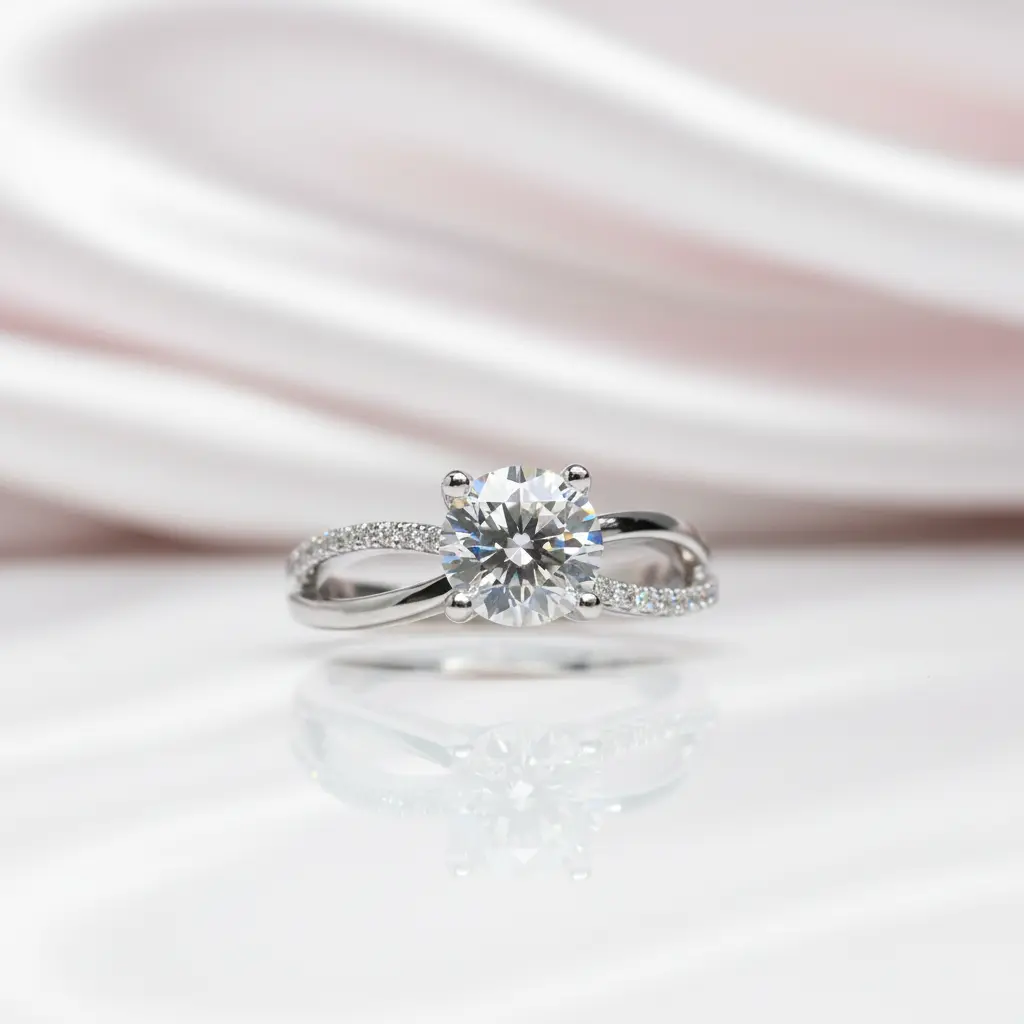 1 Carat Round Cut Past D Color Diamond Option Forever Love Engagement Ring