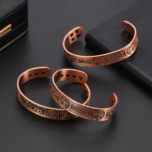 Magnetic Life Tree Purplish Red Pure Copper Bracelet