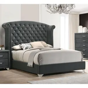 Kennedy Grey Upholstered Queen Wingback Bed