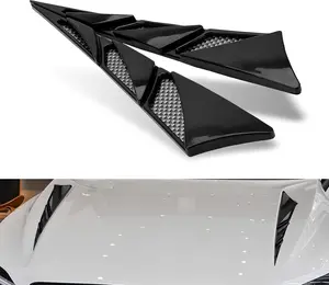 PCS Car Hood Ventilation Cover, Scratchproof & Collisionresistant Shark Fin Spoiler, Adhesive Car Fender Vent Protection Decoration, Universal for Most Cars, SUVs, Trucks (Black)