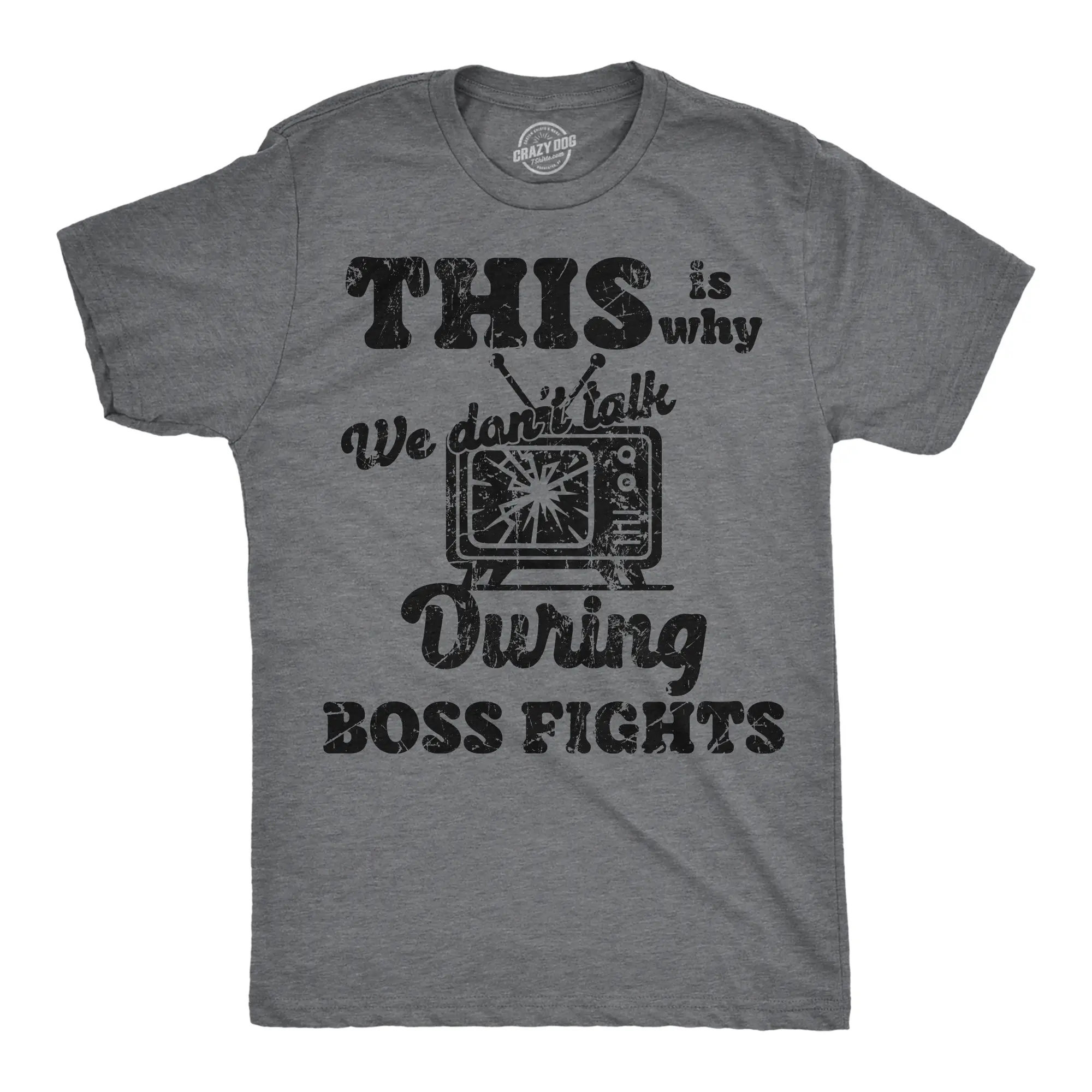 Mens Funny T Shirts This Is Why We Dont Talk During Boss Fights Sarcastic Video Game Novelty Tee for Men Mens Funny T Shirts Cool Vintage Fashion T-Shirt Gift Classic Menswear Sarcastic Apparel for Men Funny Dark Grey