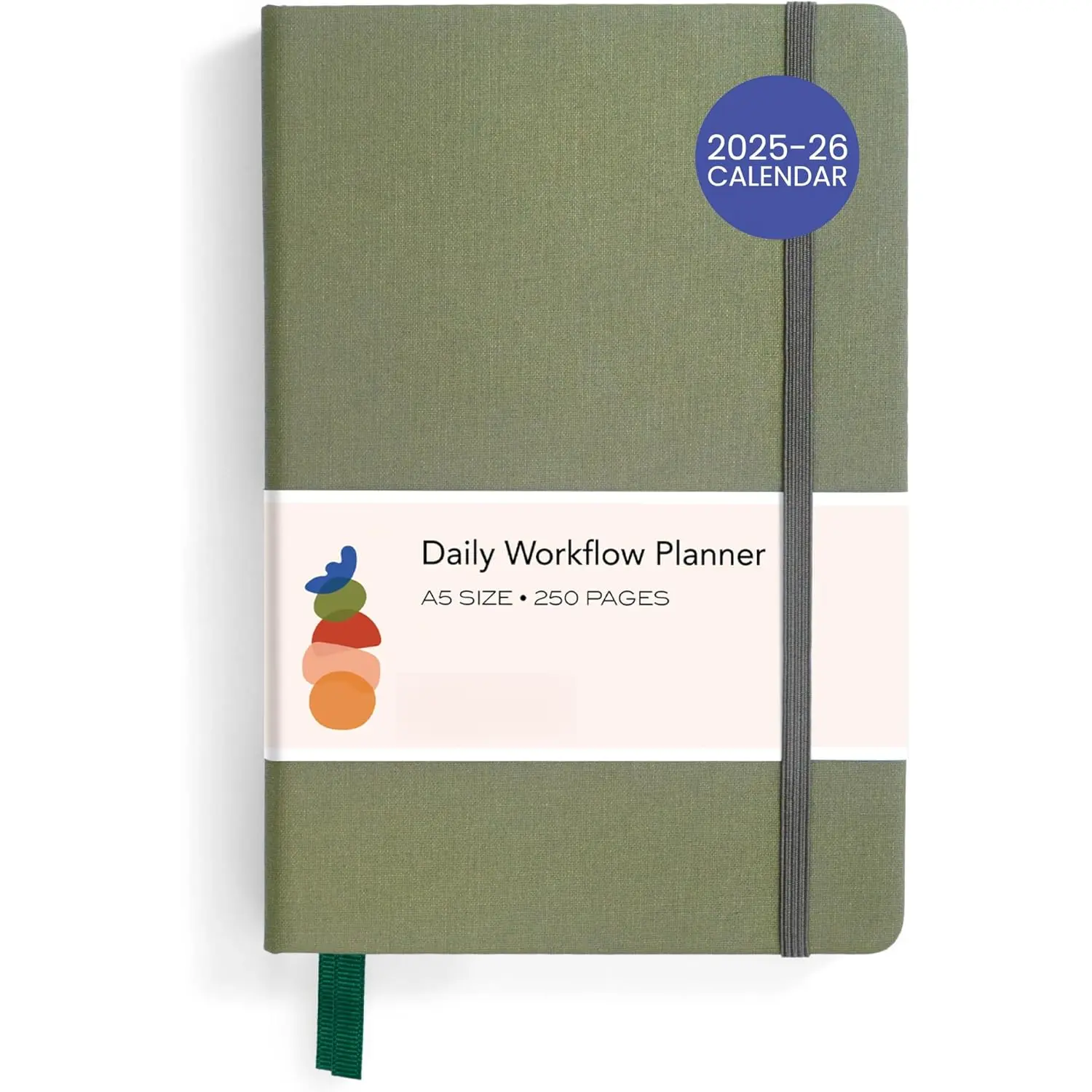 Anecdote 2025-2026 Hardcover Book Planner - A5 (5.8'' x 8.3''), Undated Start, 26 Weeks of Daily Pages, Monthly-Weekly-Daily Format, 100gsm Cream Paper, Academic Goals Tracking, Olive Green Office Organiser