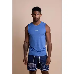 Habits 365 Premium Edition Caribbean Blue Performance Tank Top for Men Gym & Streetwear Essential Sweat-Resistant Quick-Dry Athletic Cut
