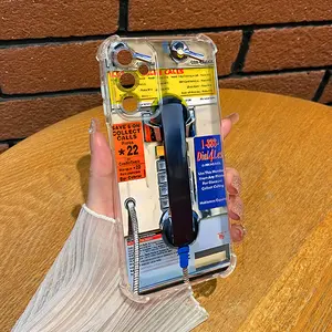 Public telephone booth creative pattern Aesthetic TPU Casing For SAMSUNG GALAXY A14 A15 A16 A25 A26 A34 A35 A36 A53 A54 A55 A56 4G 5G Four Corners Transparent Soft Silicone TPU Gift Shockproof Full Protection Anti-Drop Phone Cases Cover L1247  Cellphone