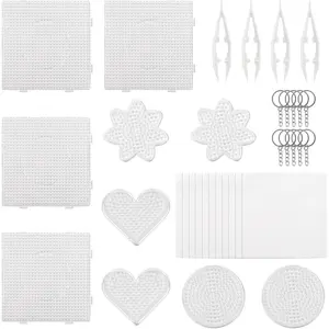 10 pcs 5 mm fuse beads peg boards, multiple shapes; includes 4 tweezers for ironing pixel art kits and crafts