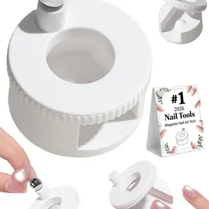 Rotating Cat Eye Magnet for Nail Polish, 8 in 1 Strong Cateye Magnetic Nail Art Tool, Beginner Friendly Uniform Round Magnetic Force Ball U Shaped Cat's Eye Set for Easily DIY Glossy Effect (White)