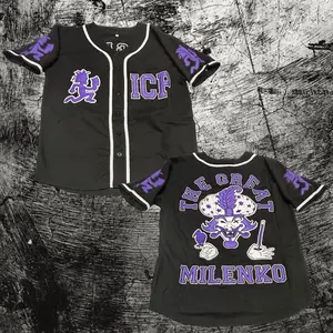 Black with Purple Milenko Baseball Jersey ICP Juggalo Jersey