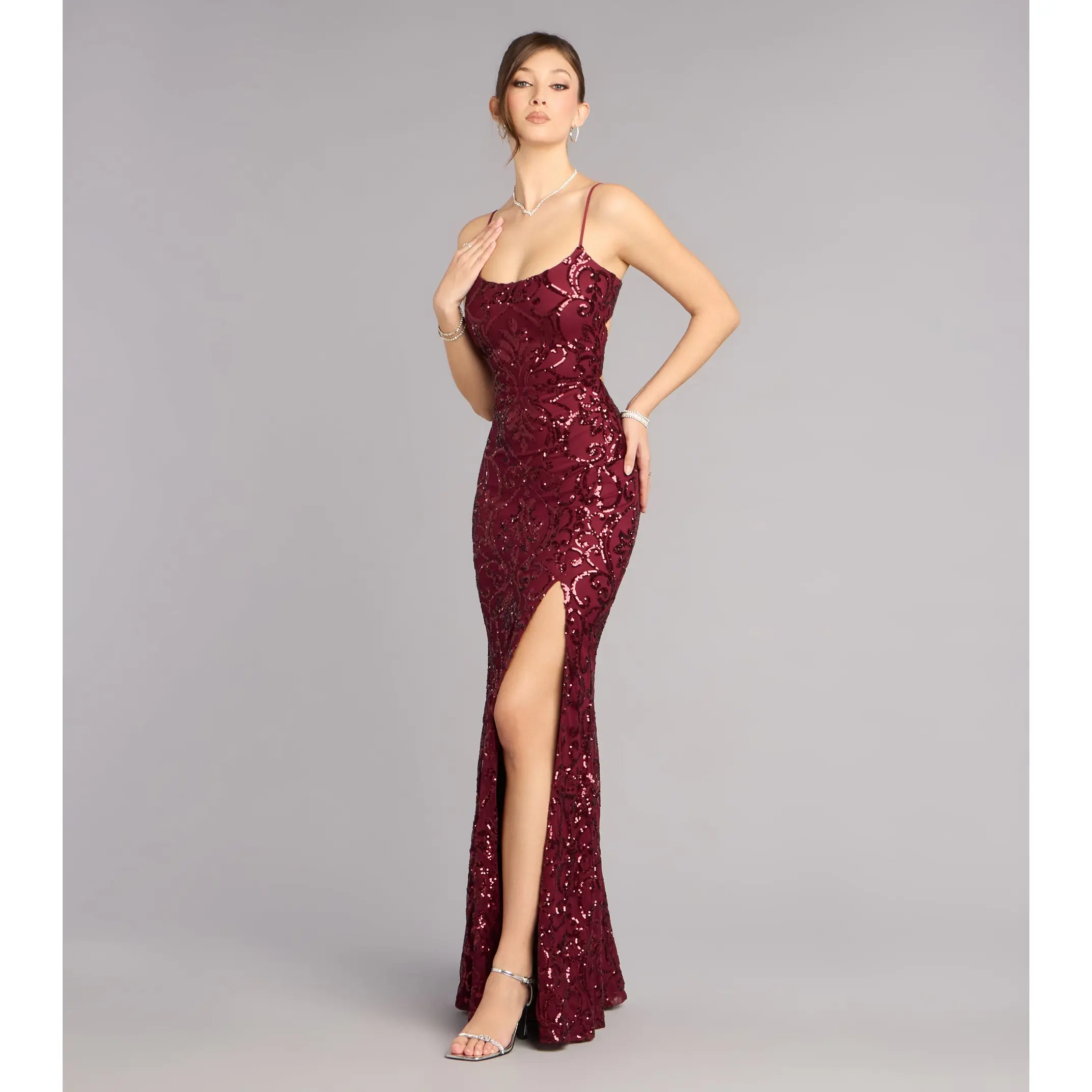 Mari Sequin Lace-Up Formal Dress - TikTok Shop