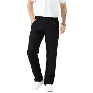 Men's Straight Fit Khaki Pants with Side Pockets and Elastic Waistband Casual Dress Slacks Men's Straight Fit Khaki Pants with Side Pockets and Elastic Waistband Casual Dress Slacks