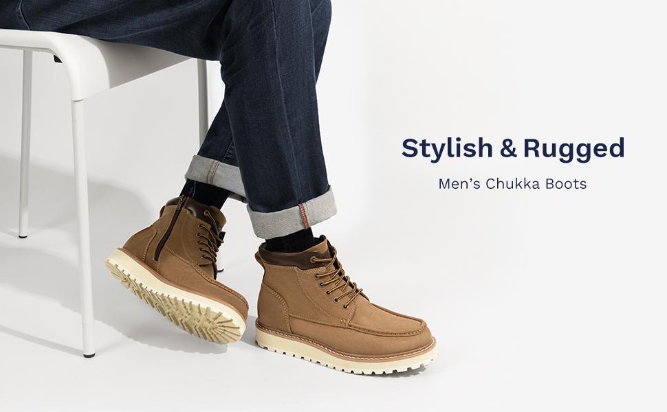 Bruno Marc Men's Moc Toe Leather Fashion Boots