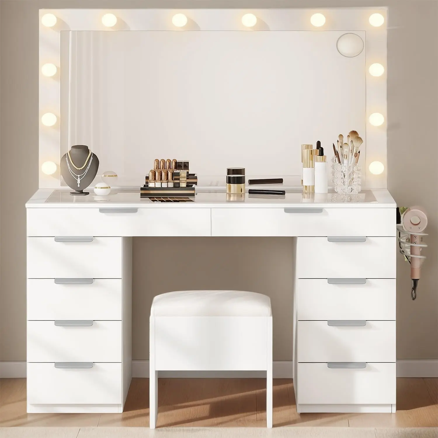 White Bulb- 10 Drawers  