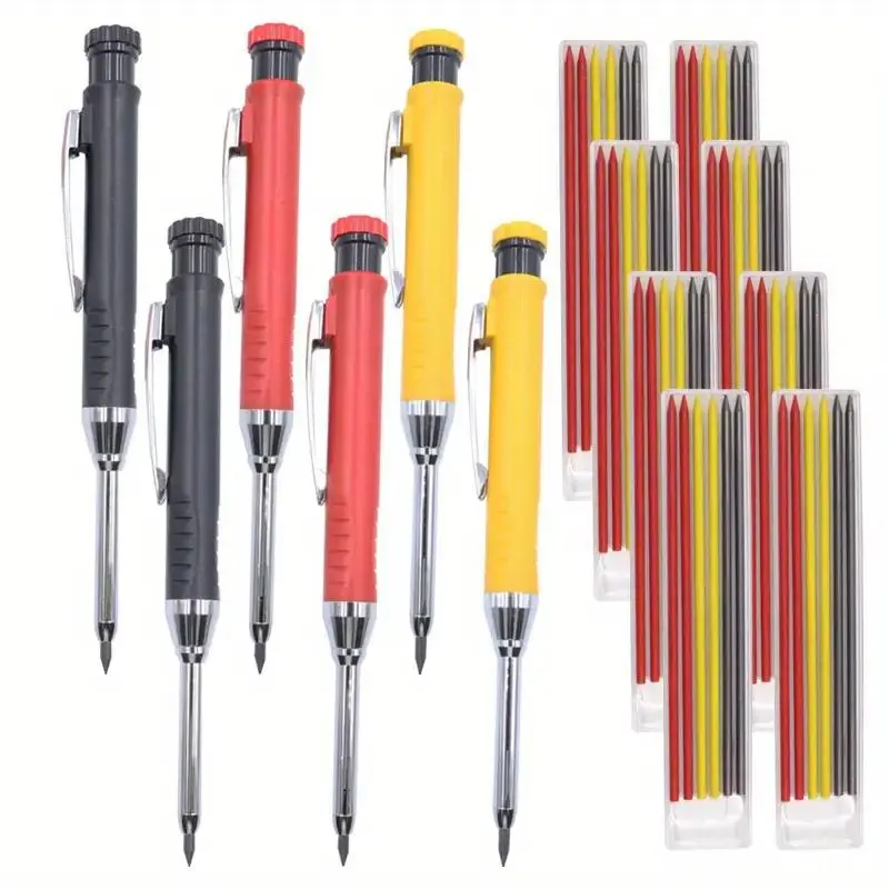 Automatic Pencil Set, 5 Counts/set Including 2 Counts Pencil & 3 Counts Lead Refill,  Mechanical Pencil for Woodworking, Architecture, Drawing