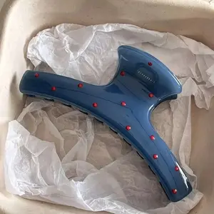 Blue Polka Dot Bow Hair Clip, Simple Plastic Hair Accessory, Medium Size, Suitable for Daily and Formal Looks, Elegant Durable Hair Pin