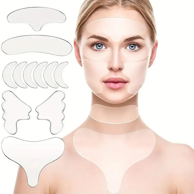 Reusable Silicone Face Patches, Anti Wrinkle Patches, 11pcs/set Face Care Sticker for Lifting Skin, Facelift Wrinkle Reducer, Professional Face Skin Care Tool for Women, Face Tape, Self Care Tool, Facial Care Tool