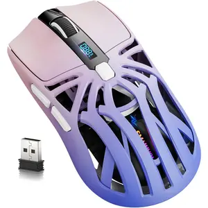 Gaming , 10000 DPI, Tri-Mode 2.4GHz//Wired , 6 Buttons, Digital Display, Silent Mice, Rechargeable, Customizable Macro and RGB Backlight for PC//Laptop (Purple)