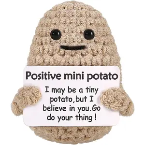 Inspirational Easter Basket Stuffers Crochet Potato Funny Gifts with Positive Words for Women Men Friends Coworkers,Handmade Emotional Potato Doll Cheer Up Gift for Easter,Mother's Day,Birthday Gifts