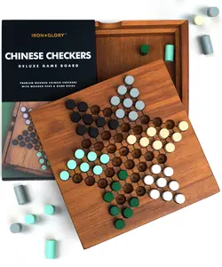 Iron & Glory Chinese Checkers - Board Games - Wooden Checkers Set - Classic Strategy Games