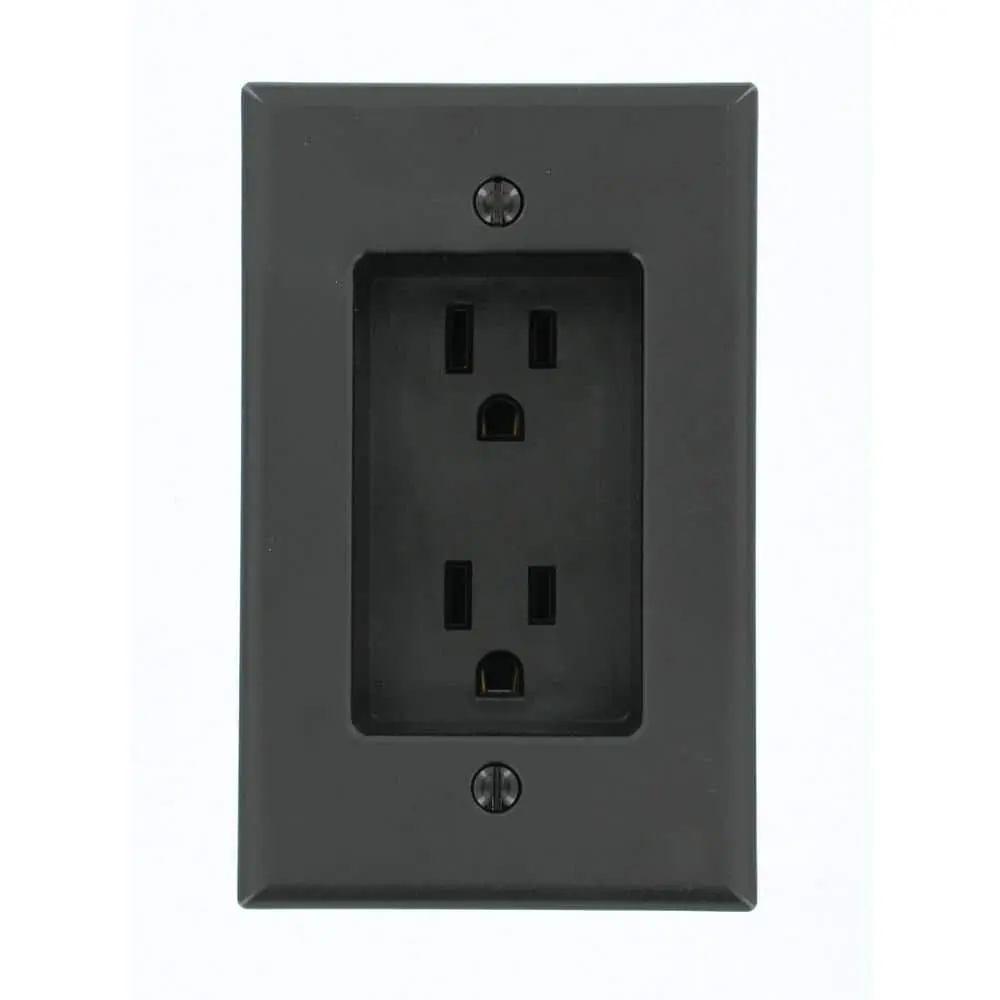 15 Amp 125 V 1-Gang Recessed Duplex Outlet/Receptacle, Black (1-Pack) 689-E