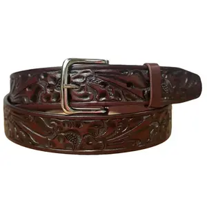 Brown “Silvestre” Leather Belt with Metal Buckle - Artisan Mexican Belts for Men