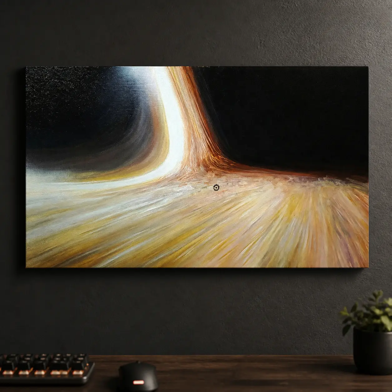 Gargantua Black Hole Canvas Wall Art – Deep Space Sci‑Fi Poster, Cosmic Galaxy Painting, Ready to Hang, Office & Living Room Decor, Astronomical Chart