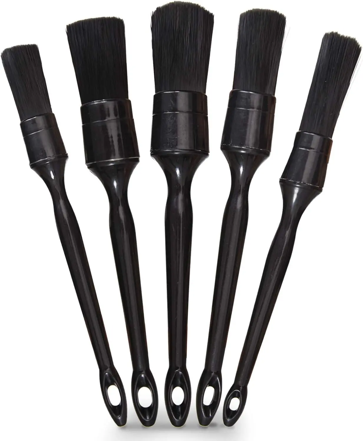 Car Detailing Brush Set, 5 Pack Auto Black Detail Brushes, Comfortable Grip and Scratch-Free Cleaning Brush for Car Interior or Exterior, Wheels, Tires, Engine Bay, Leather Seats, Door Panels, Emblems YISHARRY LI