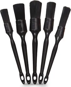 Car Detailing Brush Set, 5 Pack Auto Black Detail Brushes, Comfortable Grip and Scratch-Free Cleaning Brush for Car Interior or Exterior, Wheels, Tires, Engine Bay, Leather Seats, Door Panels, Emblems YISHARRY LI