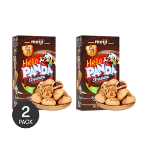 MEIJI Panda Chocolate Cream Biscuits - 2 Packs, 60g Each - Random Packaging