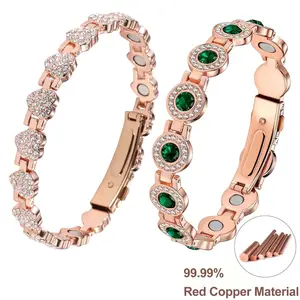2pcs Pure Copper Magnetic Bracelets For Women,Adjustable Healing Jewelry with Strong Neodymium Magnets,Classic Wellness Design