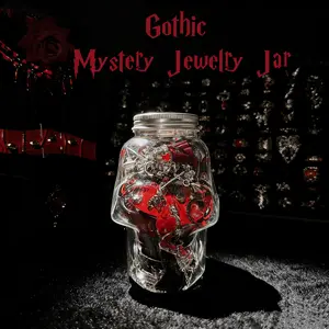 Jollyhit Gothic Mystery Jewelry Jar – 30PCS Costume Jewelry Red & Black Special gothic Collection Set, Spooky Elegant Style Surprise unique birthday Party Gift for Women & Girls Organizer occult accessory