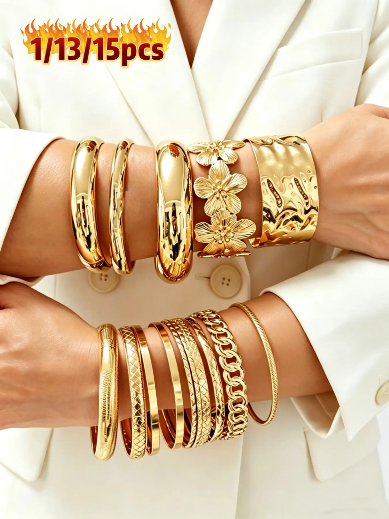 Stackable Metal Cuff Bracelets Set, Vintage Floral & Geometric Design, Perfect for Parties & Dates, Trendy Jewelry Accessories, Fashionable Bangles, Exquisite Bracelet