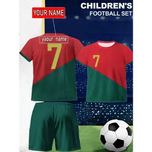 Customizable Youngsters' Soccer Jersey & Shorts Set - Quick-Dry, Personalized #7 Design for Sports & Casual Wear Football Kit Athletic Bottoms Athletic Techwear