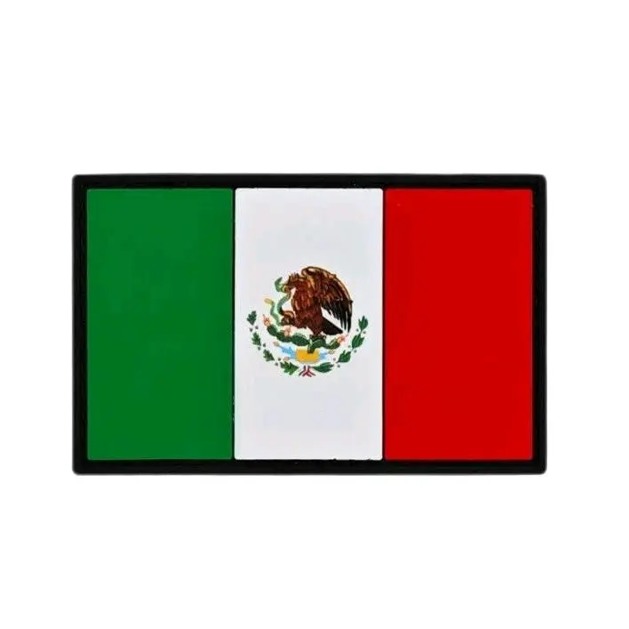 Mexico Flag PVC Rubber Morale Patch 50x80mm Enthusiasts Resistant