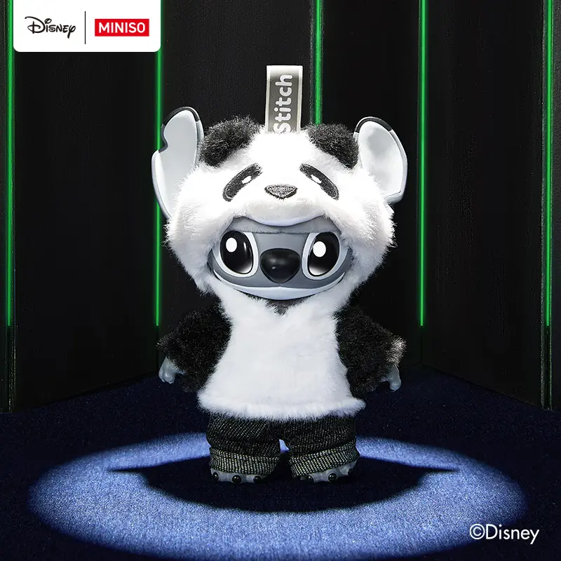 MINISO Stitch Gen Z Street Series Panda Vinyl Plush Toy - Cute Animal Stuffed Animal Collectibles Figurine, Soft Cuddly Christmas Gift with Flair for Stitch Fans