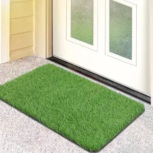 Artificial Grass Door Mat, Turf Grass Front Door Mats Outdoor/Indoor, Realistic Fake Grass Rug for Entrance, Dog, Patio, Camper, Home Decor, 17” x 30” Washable Hypebeast Wet